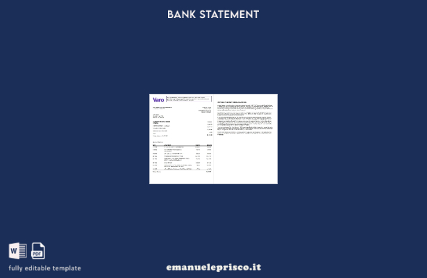 pagine di parole dell'estratto conto bancario USA Varo in stile verificato, mode